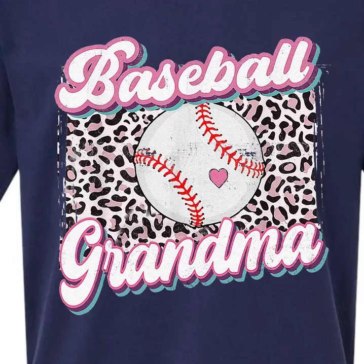 Womens Leopard Baseball Grandma Game Day Softball Mother's Day Sueded Cloud Jersey T-Shirt