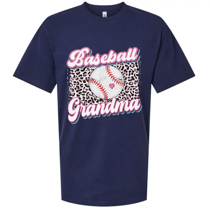 Womens Leopard Baseball Grandma Game Day Softball Mother's Day Sueded Cloud Jersey T-Shirt