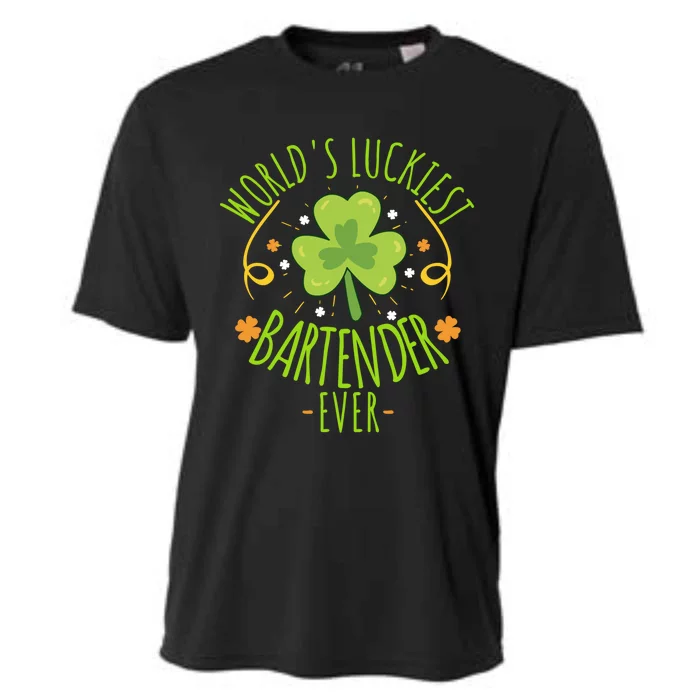 World's Luckiest Bartender Ever Funny St Patrick Day Irish Cool Gift Cooling Performance Crew T-Shirt