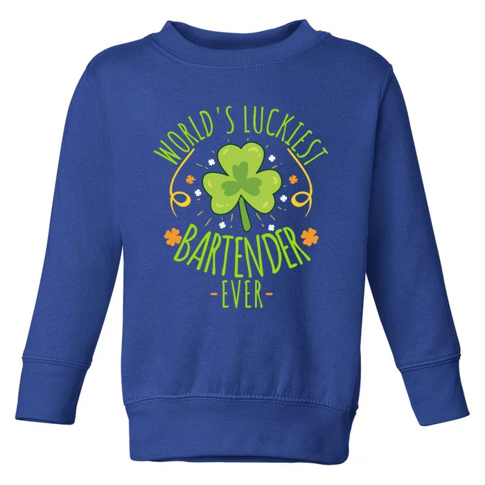 World's Luckiest Bartender Ever Funny St Patrick Day Irish Cool Gift Toddler Sweatshirt