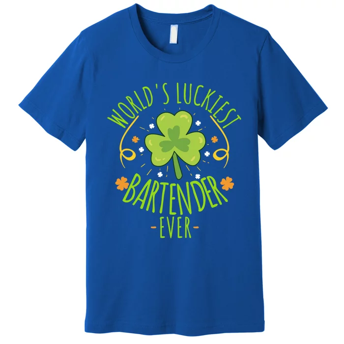 World's Luckiest Bartender Ever Funny St Patrick Day Irish Great Gift Premium T-Shirt