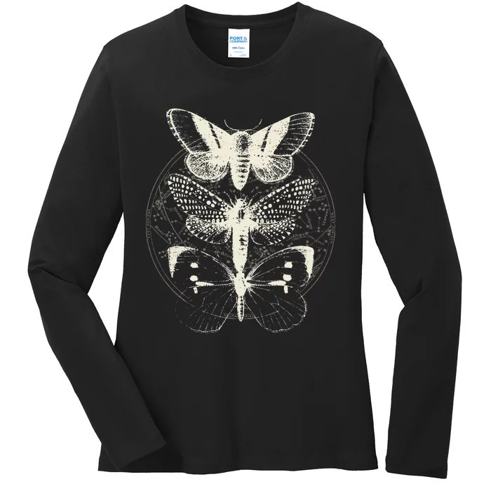 Witchcore Lepidoptera Butterfly Moth Insect Astronomy Lover Ladies Long Sleeve Shirt