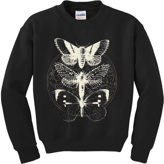 Witchcore Lepidoptera Butterfly Moth Insect Astronomy Lover Kids Sweatshirt