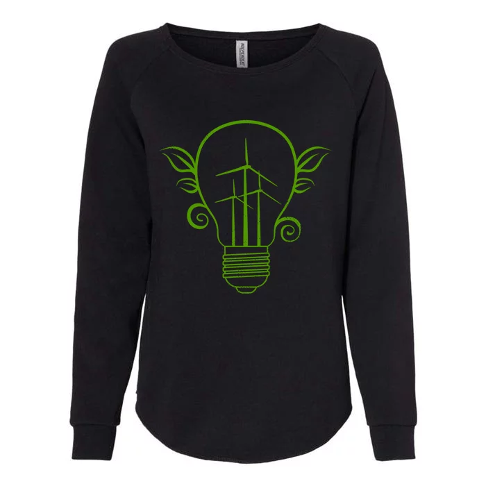 Windmill Light Bulb Solar Energy Global Warming Earth Day Gift Womens California Wash Sweatshirt