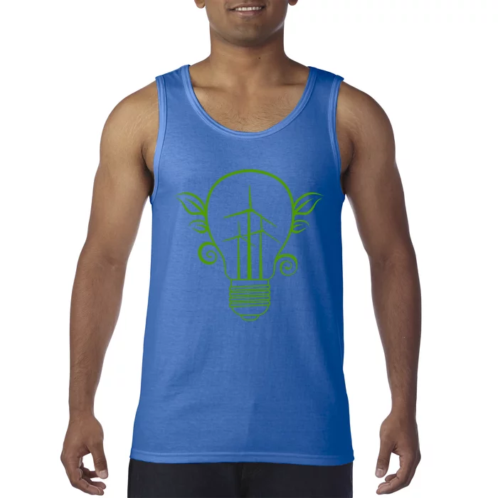 Windmill Light Bulb Solar Energy Global Warming Earth Day Gift Tank Top