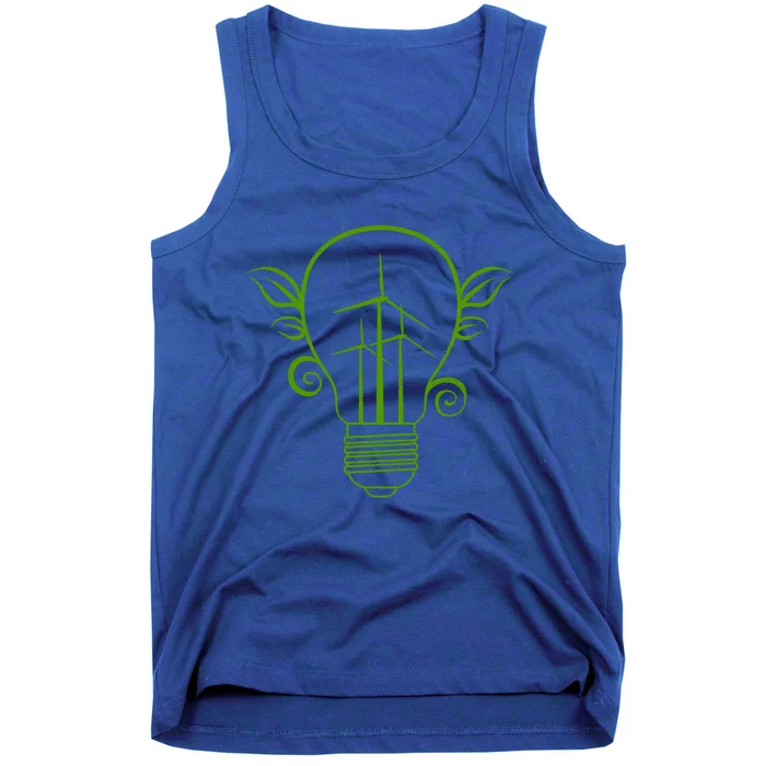 Windmill Light Bulb Solar Energy Global Warming Earth Day Gift Tank Top