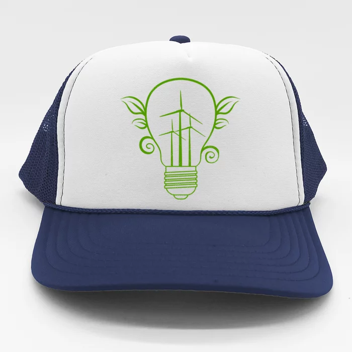 Windmill Light Bulb Solar Energy Global Warming Earth Day Gift Trucker Hat