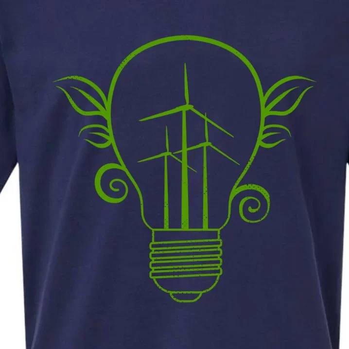 Windmill Light Bulb Solar Energy Global Warming Earth Day Gift Sueded Cloud Jersey T-Shirt