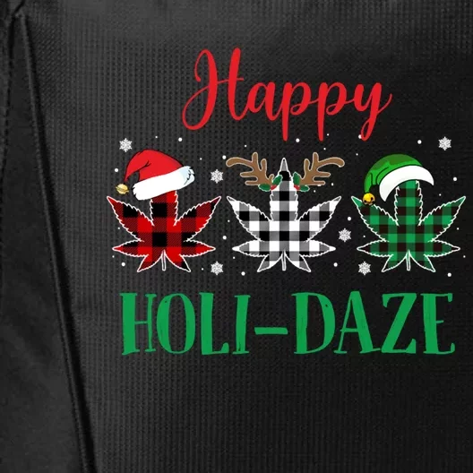 Weed Leaf Buffalo Plaid Christmas Happy Holigreat Giftdaze Cute Gift City Backpack