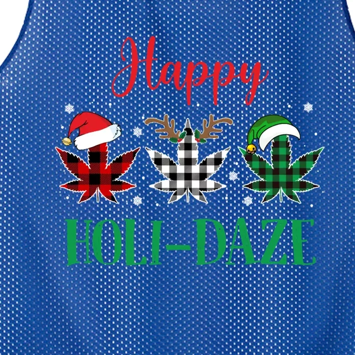 Weed Leaf Buffalo Plaid Christmas Happy Holigreat Giftdaze Cute Gift Mesh Reversible Basketball Jersey Tank