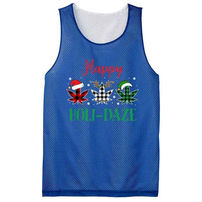 Weed Leaf Buffalo Plaid Christmas Happy Holigreat Giftdaze Cute Gift Mesh Reversible Basketball Jersey Tank