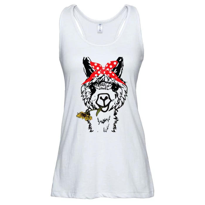 Womens Llama Bandana Alpaca Llama Animal Graphics Funny Ladies Essential Flowy Tank