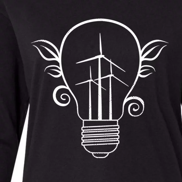 Windmill Light Bulb Solar Energy Global Warming Earth Day Cool Gift Womens Cotton Relaxed Long Sleeve T-Shirt