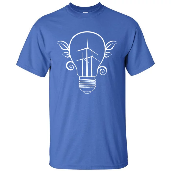 Windmill Light Bulb Solar Energy Global Warming Earth Day Cool Gift Tall T-Shirt