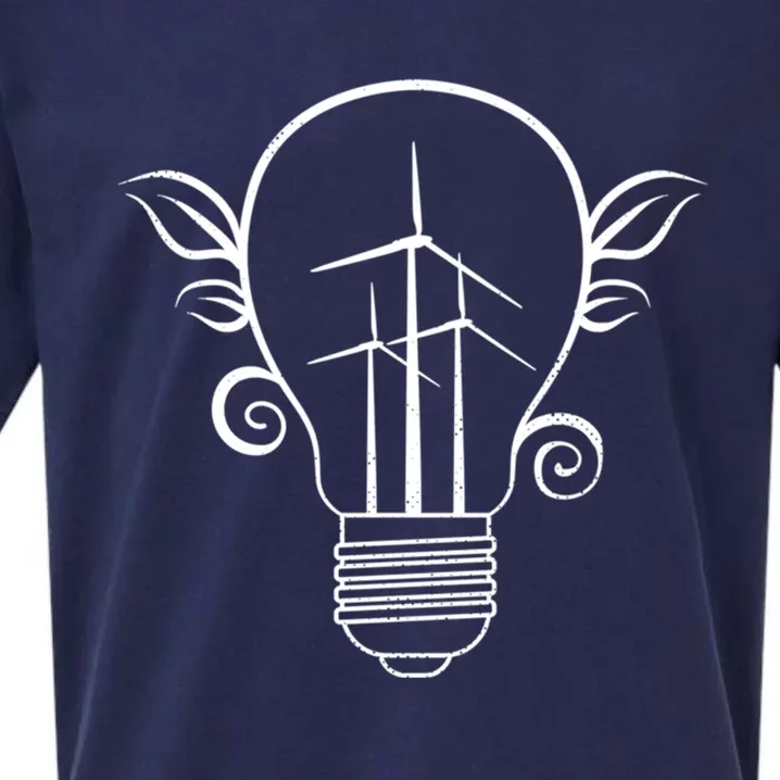 Windmill Light Bulb Solar Energy Global Warming Earth Day Cool Gift Sueded Cloud Jersey T-Shirt