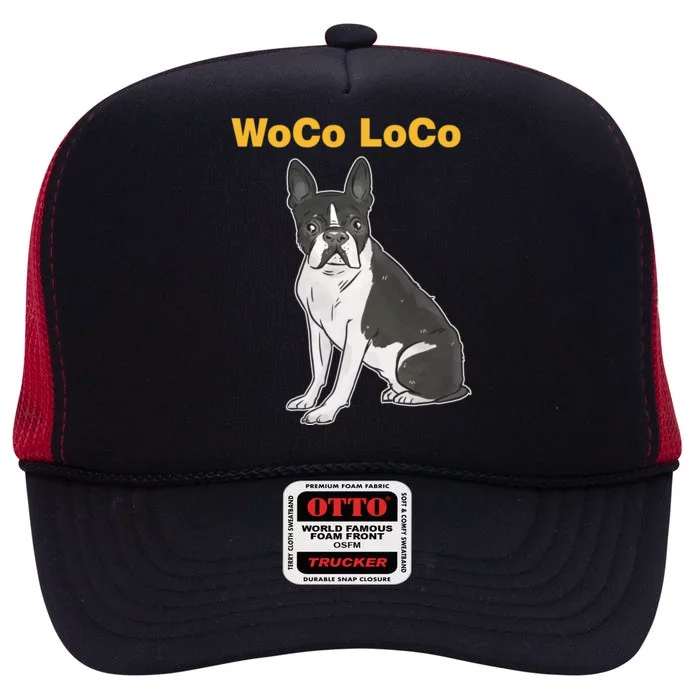 Woco Loco Boston Terrier Dog High Crown Mesh Trucker Hat