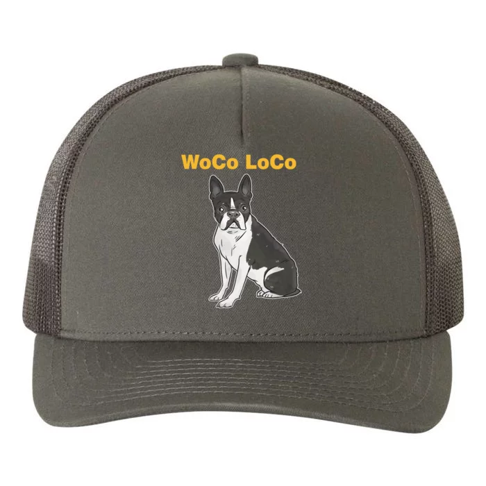 Woco Loco Boston Terrier Dog Yupoong Adult 5-Panel Trucker Hat