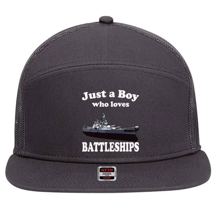 Who Loves Battleship Uss New Jersey Bb62 Ww2 Warship 7 Panel Mesh Trucker Snapback Hat