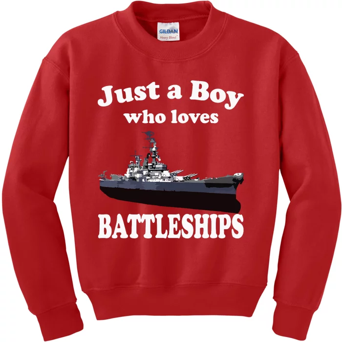 Who Loves Battleship Uss New Jersey Bb62 Ww2 Warship Kids Sweatshirt