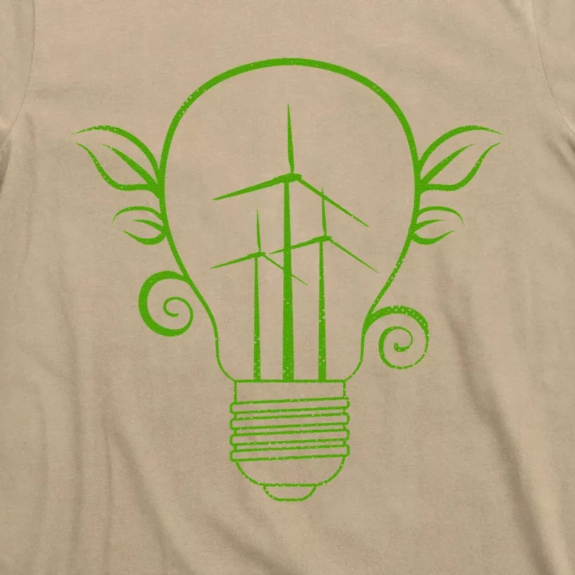 Windmill Light Bulb Solar Energy Global Warming Earth Day T-Shirt