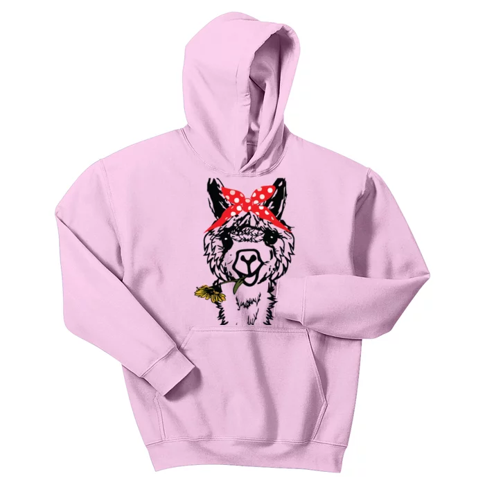 Womens Llama Bandana Alpaca Llama Animal Graphics Funny Kids Hoodie