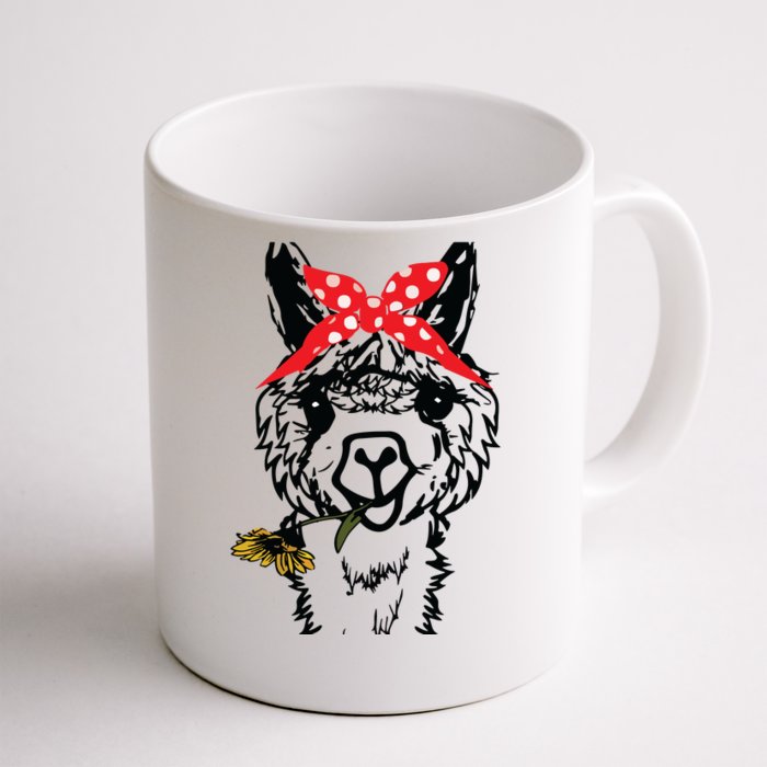 Womens Llama Bandana Alpaca Llama Animal Graphics Funny Front & Back Coffee Mug