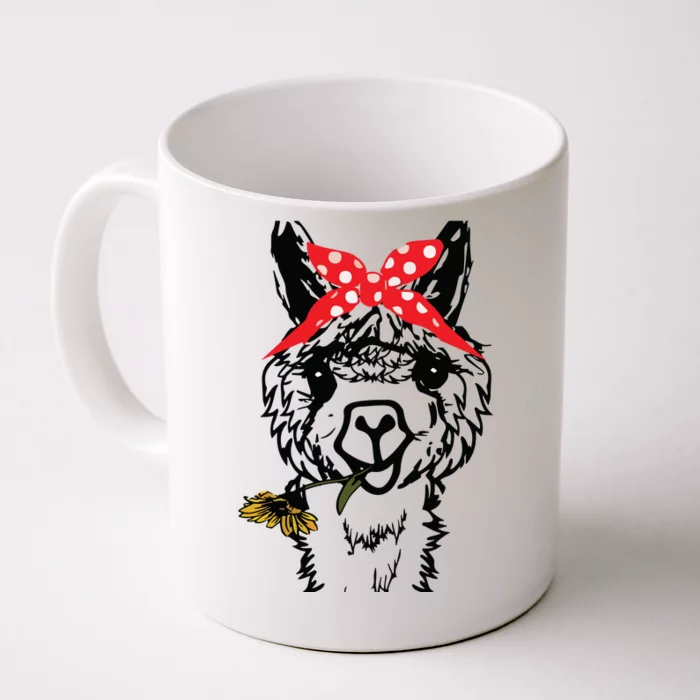 Womens Llama Bandana Alpaca Llama Animal Graphics Funny Front & Back Coffee Mug