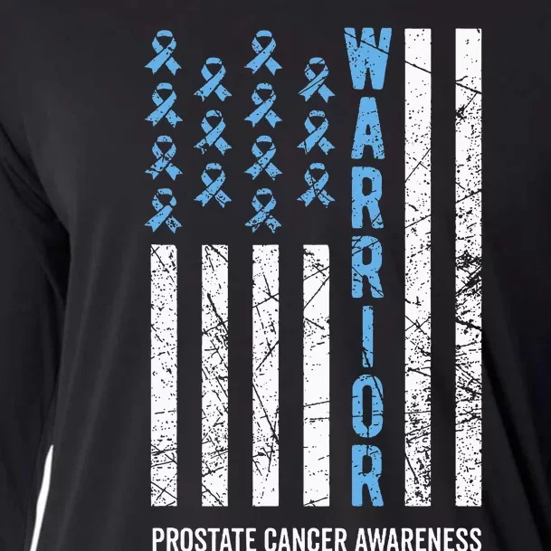 Warrior Light Blue Ribbon Prostate Cancer Awareness Cooling Performance Long Sleeve Crew