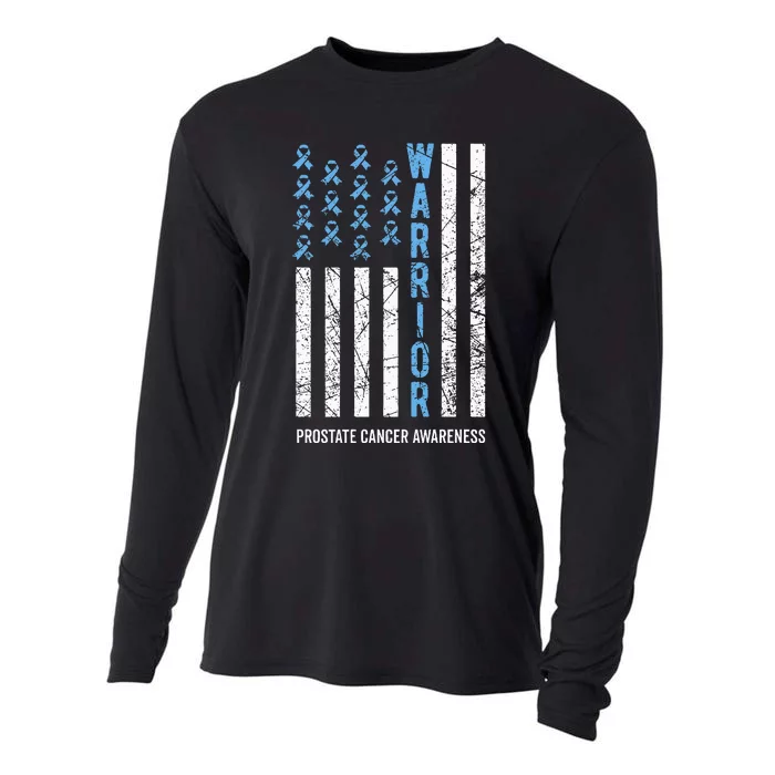 Warrior Light Blue Ribbon Prostate Cancer Awareness Cooling Performance Long Sleeve Crew