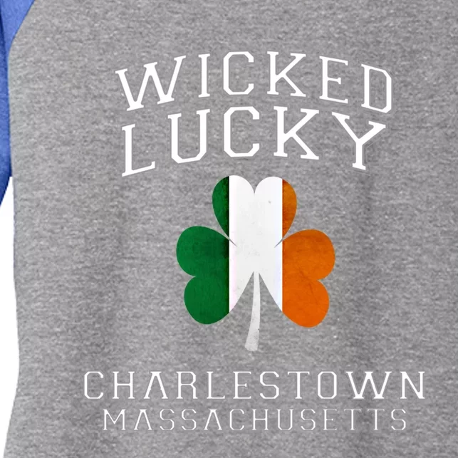 Wicked Lucky Charlestown Boston Massachusetts Irish Flag Great Gift Women's Tri-Blend 3/4-Sleeve Raglan Shirt