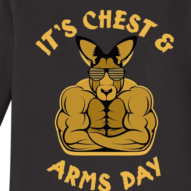 Weight Lifting Chest Arms Day Kangaroo Baby Long Sleeve Bodysuit