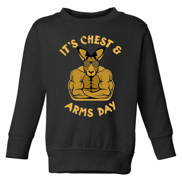 Weight Lifting Chest Arms Day Kangaroo Toddler Sweatshirt