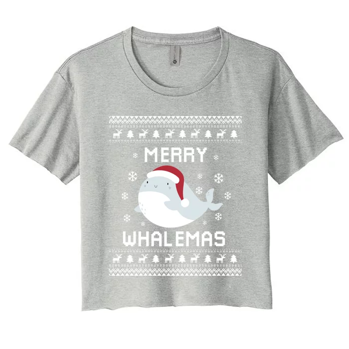 Whale Lover Christmas Ugly Xmas Whale Sweater Whale Gift Great Gift Women's Crop Top Tee