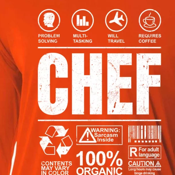 Warning Label Caution Chef At Work Sign Gift Cooling Performance Long Sleeve Crew