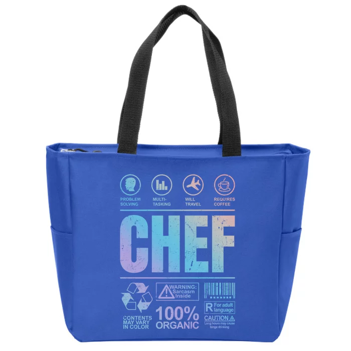 Warning Label Caution Chef At Work Sign Meaningful Gift Zip Tote Bag