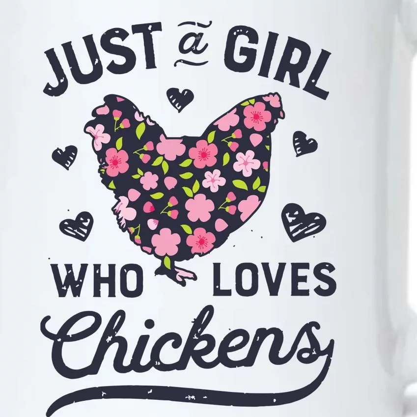 Who Loves Chickens Women Flowers Farm Black Color Changing Mug