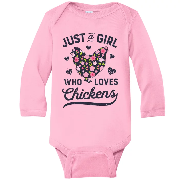 Who Loves Chickens Women Flowers Farm Baby Long Sleeve Bodysuit