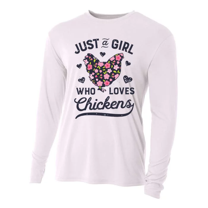 Who Loves Chickens Women Flowers Farm Cooling Performance Long Sleeve Crew