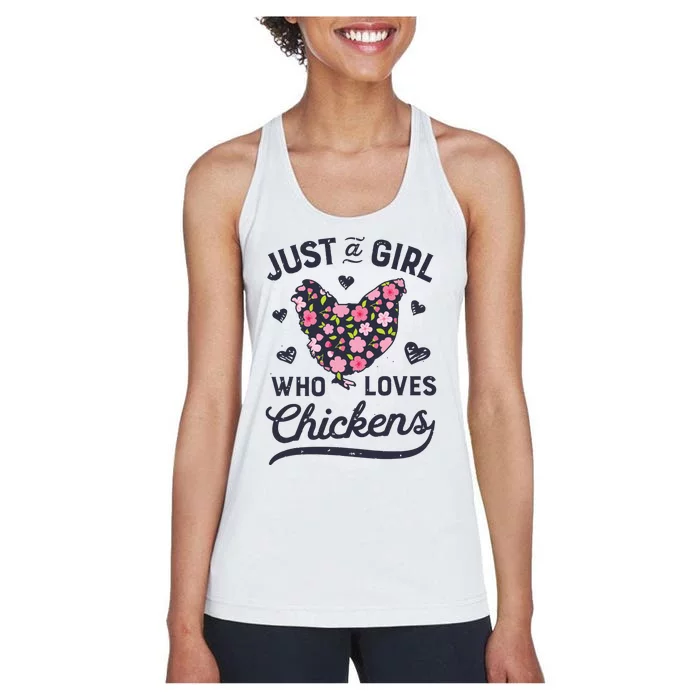 Who Loves Chickens Women Flowers Farm Women's Racerback Tank