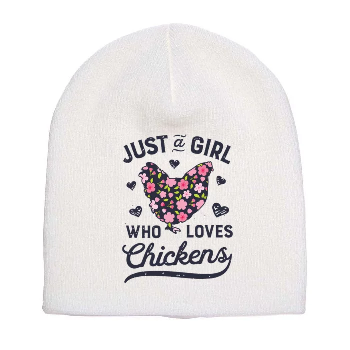 Who Loves Chickens Women Flowers Farm Short Acrylic Beanie