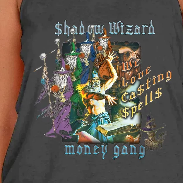 We Love Casting Spells Shadow Wizard Gang Meme Women's Knotted Racerback Tank