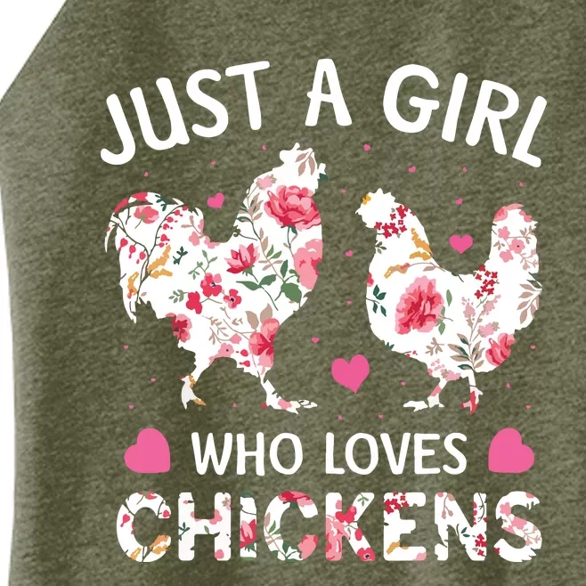 Who Loves Chickens Cute Chicken Flowers Farm Women’s Perfect Tri Rocker Tank