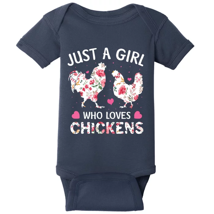 Who Loves Chickens Cute Chicken Flowers Farm Baby Bodysuit