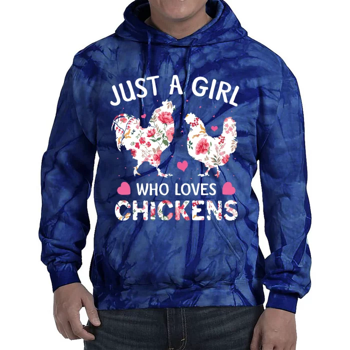 Who Loves Chickens Cute Chicken Flowers Farm Tie Dye Hoodie