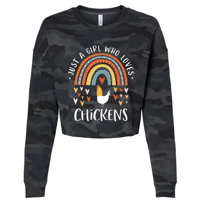 Who Loves Chickens Rainbow Gifts Poultry Lover Cropped Pullover Crew