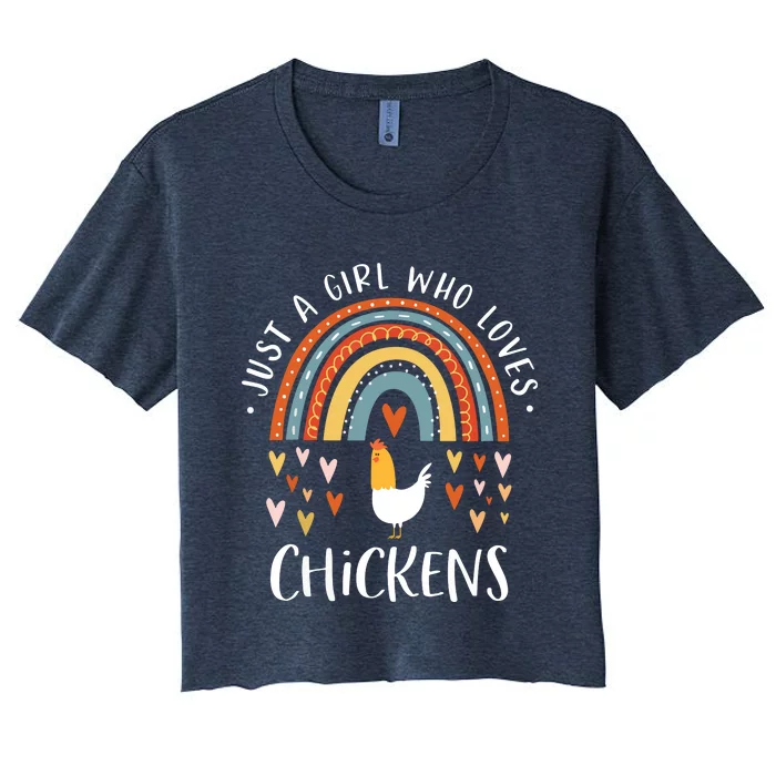 Who Loves Chickens Rainbow Gifts Poultry Lover Women's Crop Top Tee