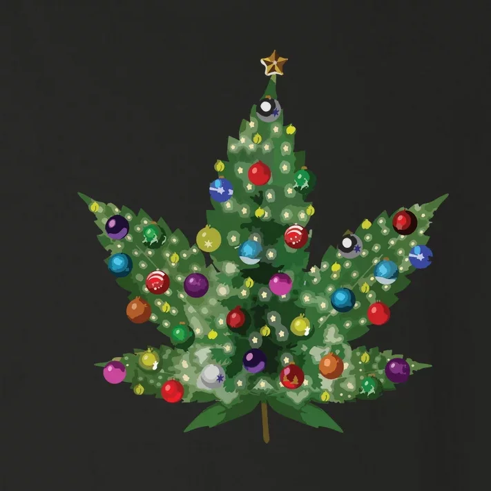 Weed Leaf Christmas Tree Pot Marijuana Thc Vape Reefer Hippy Toddler Long Sleeve Shirt