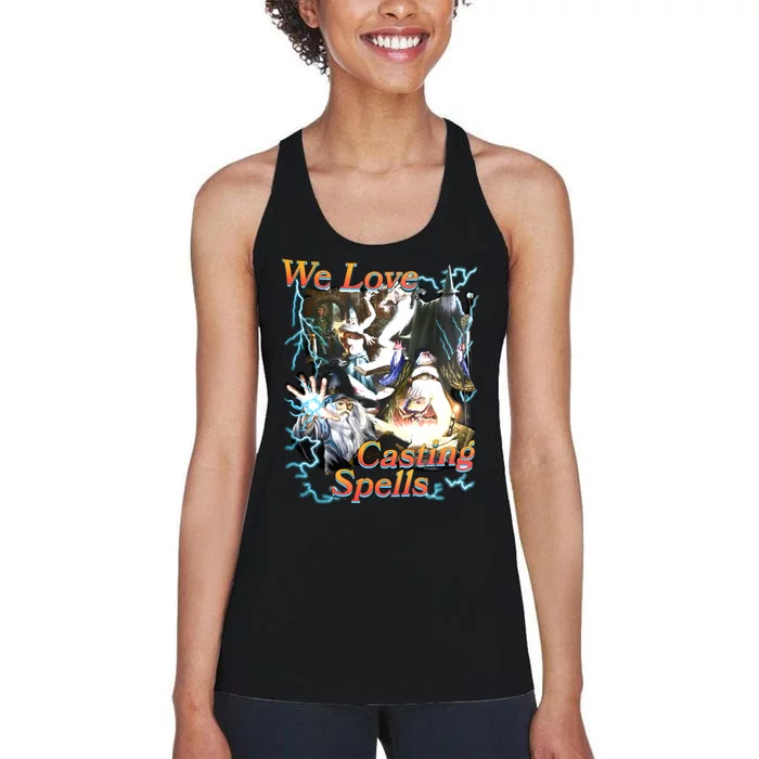 We Love Casting Spells Shadow Wizard Money Gang Women's Racerback Tank