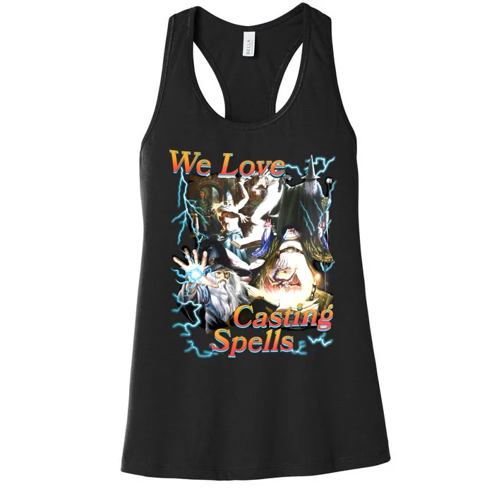 We Love Casting Spells Shadow Wizard Money Gang Women's Racerback Tank