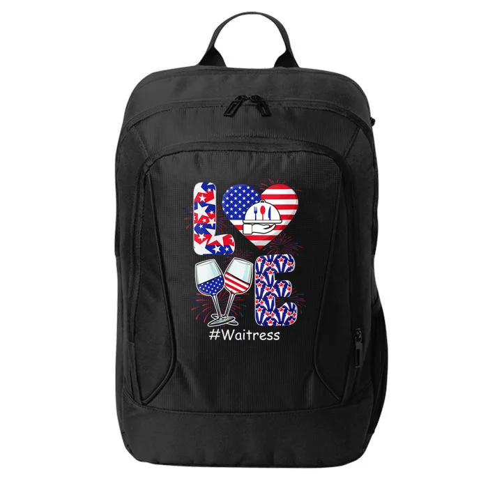 Womens LOVE Costume Waitress 4th July American Flag Fireworks City Backpack